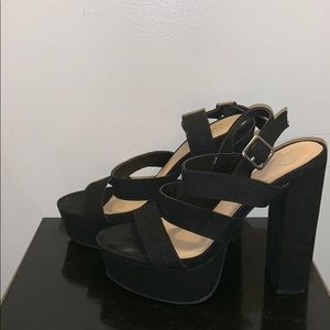 Black velvet wedge heels!
